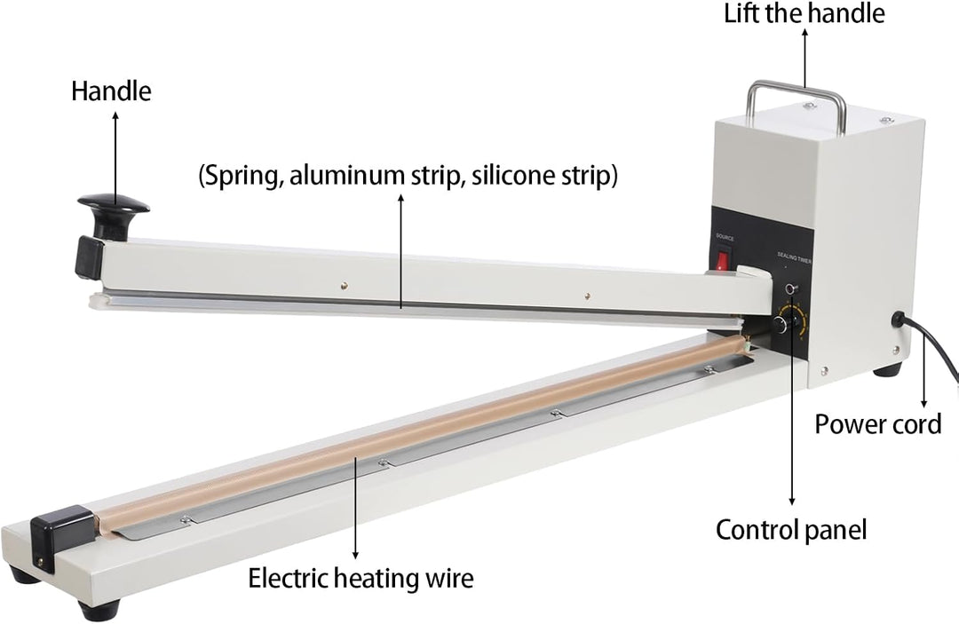 Heisssiegelgerät Folienschweissgerät 600mm Manuelle Impuls-Heisssiegelmaschine, Hand-Impuls-Siegelge