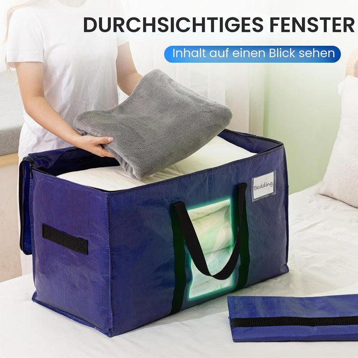 TAILI Umzugstasche mit Reissverschluss,6 PCS tiefblau Grosse Aufbewahrungstasche mit Griffe &amp; Deckel