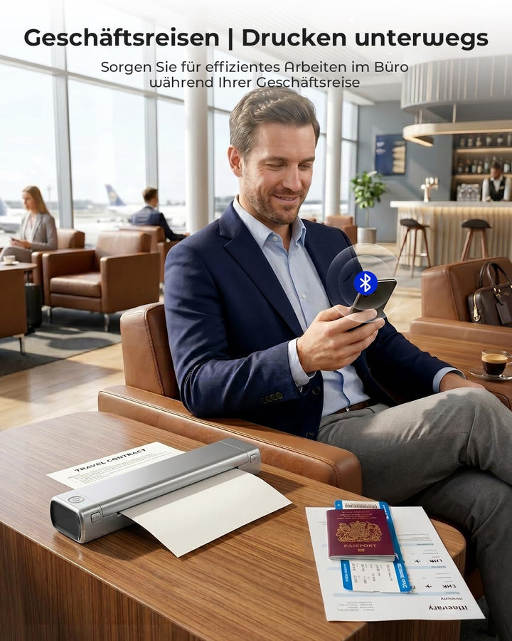 Phomemo M08F Tragbarer Thermodrucker Wireless Bluetooth Mobile Drucker A4 für Unterwegs Unterstützt