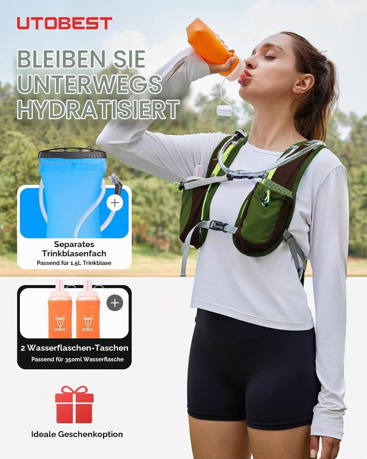 UTOBEST Trinkrucksack 5L Herren Damen Ultraleicht Laufrucksack für Laufen,Marathon,Jogging,Radfahren