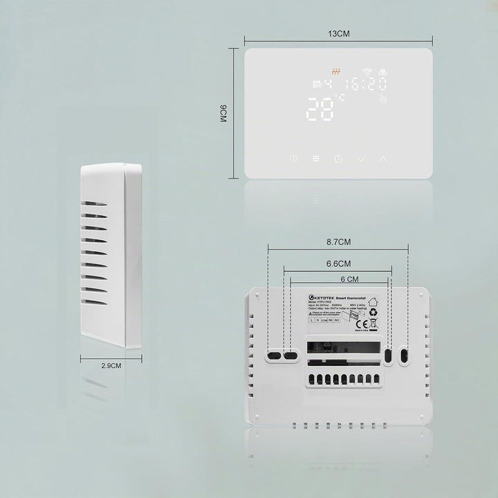 KETOTEK Smart Thermostat Heizkessel WLAN 5A 230V, Kompatibel mit Alexa, WiFi Raumthermostat Boiler T