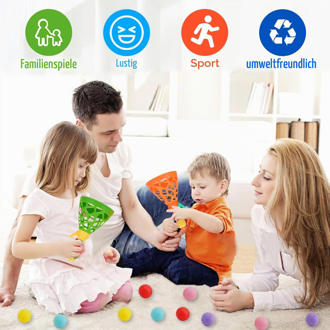 Outdoor Indoor Spielaktivitäten für Kinder mit 2 Catch Launcher-Körben und 10 Bällen, Rasen Campingp