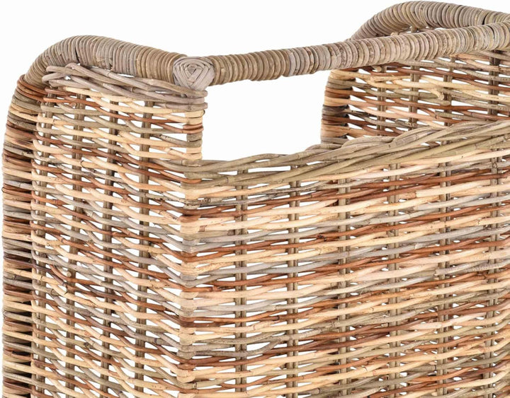 Holzwagen/Kaminholzwagen aus Natur Rattan Holzkorb mit Rollen und Griff Naturrohr (Mix), Mix