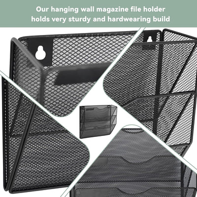 IOUGDSEC Zeitschriftenhalter Wand, Hängeorganizer Wandablagefächer A4, 3 Fächer Prospektspenderset,