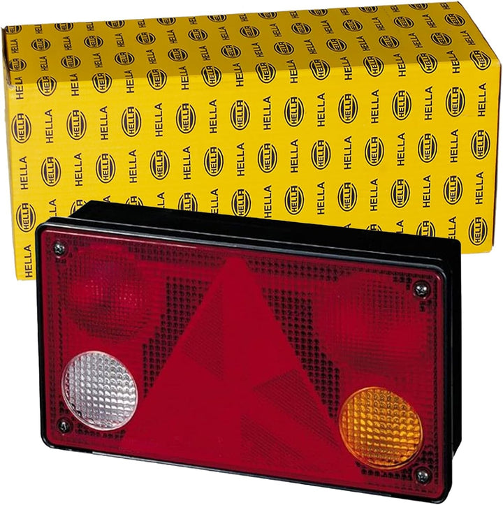 HELLA - Heckleuchte - Glühlampe - Anbau/geschraubt - Lichtscheibenfarbe: mehrfarbig - Stecker: Flach