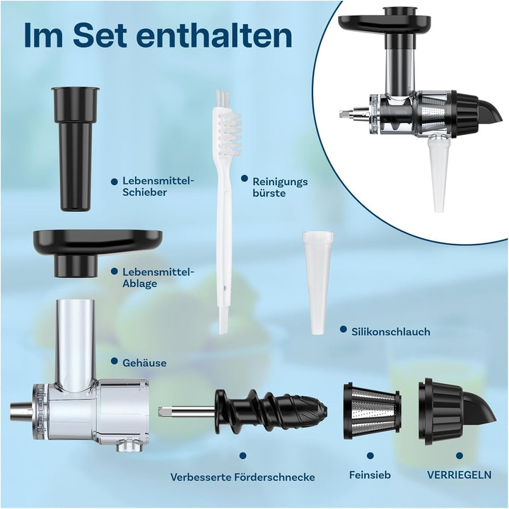 Entsafter Aufsatz für KitchenAid Standmixer von MMOBIEL – Slow Juicer Kaltentsafter & Frucht- und Ge