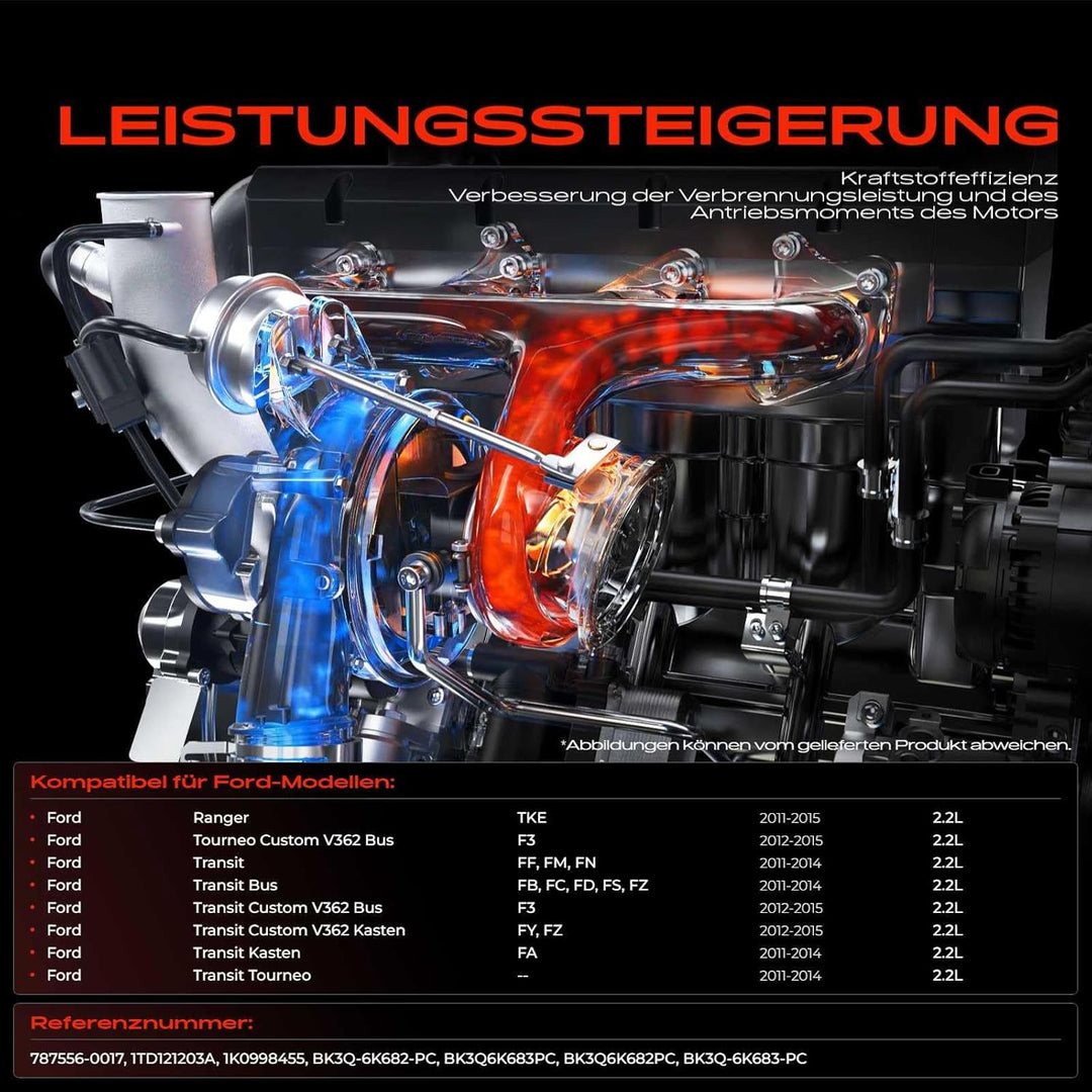 Frankberg Turbolader Kompatibel mit Ranger TKE 2.2 TDCi 2.2 TDCi 4x4 2011-2015 Tourneo Custom V362 B