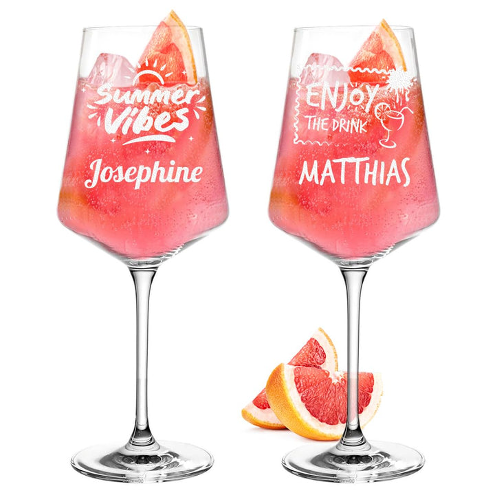 2 Gläser für Sarti Spritz mit Gravur - das Geschenk für Männer - zum Trinken von Aperol, Lillet und