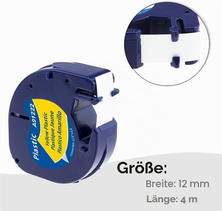 Wonfoucs kompatibel mit Dymo Letratag Etikettenband, kompatibel mit Dymo Etikettenband 12mm x 4m, Be