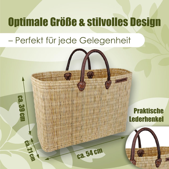 Schilfrohrtasche XL 54x39x21cm NATUREHOME - besonders grosser handgeflochtener Shopper aus natürlich