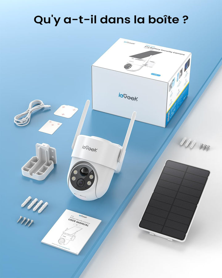 ieGeek 2K Überwachungskamera Aussen Solar: 360° PTZ Kamera Überwachung Aussen, 2.4GHz Aussenkamera W