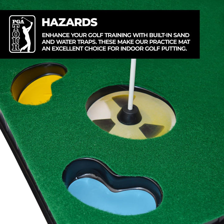 PGA Tour Putting-Matte mit zusammenklappbarem Putter und Ausrichtungsführung, 1,8 m Einzelbett Einze