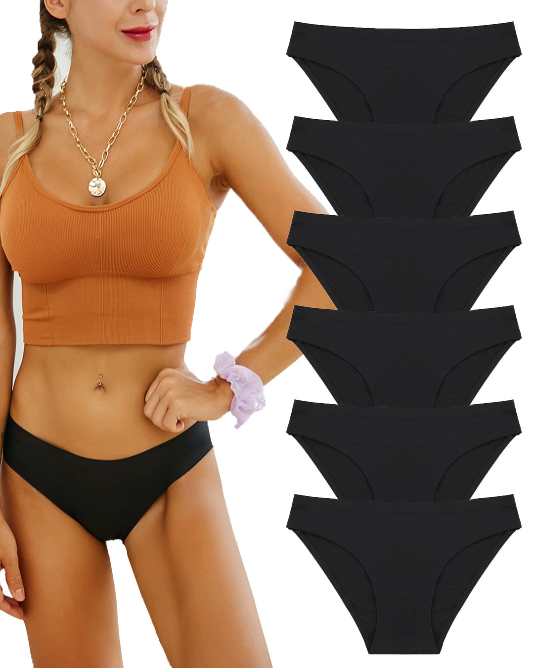 FINETOO 6er Pack Unterhosen Damen Seamless Slips Nahtlo Hipster Unsichtbare Unterhose Sexy Unterwäsc
