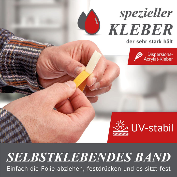 The Felt Store Filzband selbstklebend 40 mm breit, 1,5 mm dick, 20m lang, weiss - vielseitiger Filzs