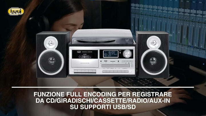 Trevi TT 1072 DAB Bluetooth-Stereo-Plattenspieler mit digitalem DAB/DAB+-Empfänger, Encoding-Funktio