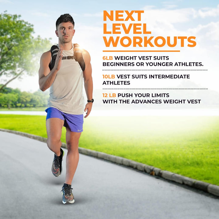 Gymnastics Power - Weighted Vest 6lb, 10lb, 12lb, 25lb, 35lb, 45lb, 60lb Removable Iron Weights for