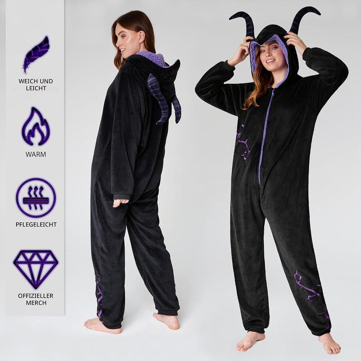 Disney Onesie Damen - Stitch Einteiler Pyjama - Eeyore, Minnie, Maleficent Schlafanzug Onesie - Grös