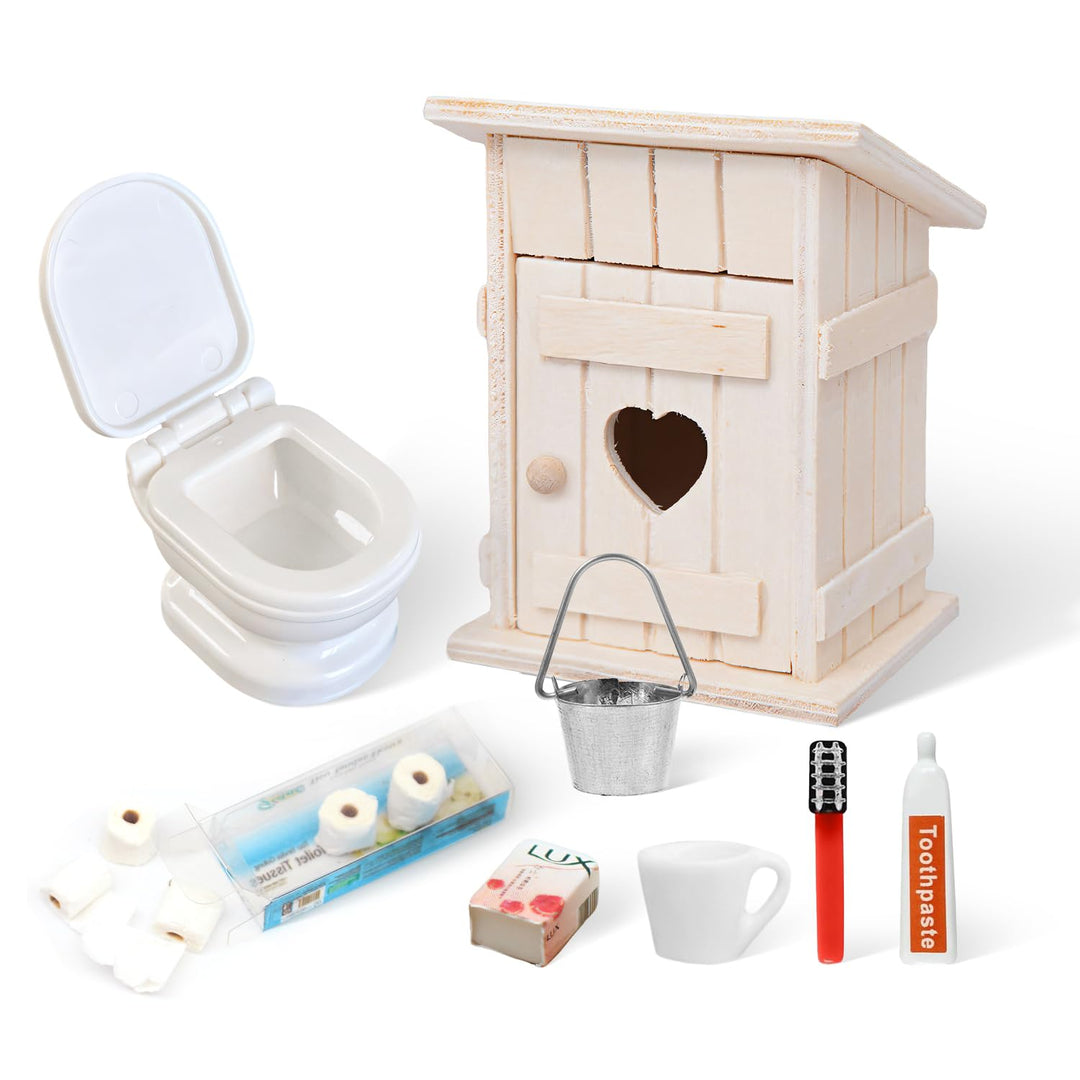 8 Stück Miniatur Toilettenhäuschen Miniatur Deko Badezimmer Puppenhaus Zubehör Wichtel Zubehör Minia