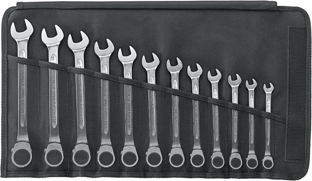 STAHLWILLE 17/12 l Ratschen-Ringmaulschlüssel Set 12-tlg.l abgewinkelte Ringseite lextrem belastbar