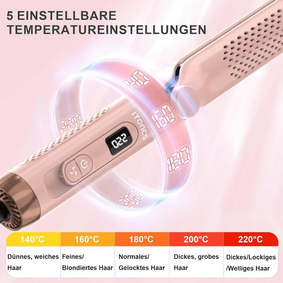 iToncs 2 in 1 Air glätteisen Locken und Glätten mit 360°Kühlluft, Reduziert Hitzeschäden, für schnel
