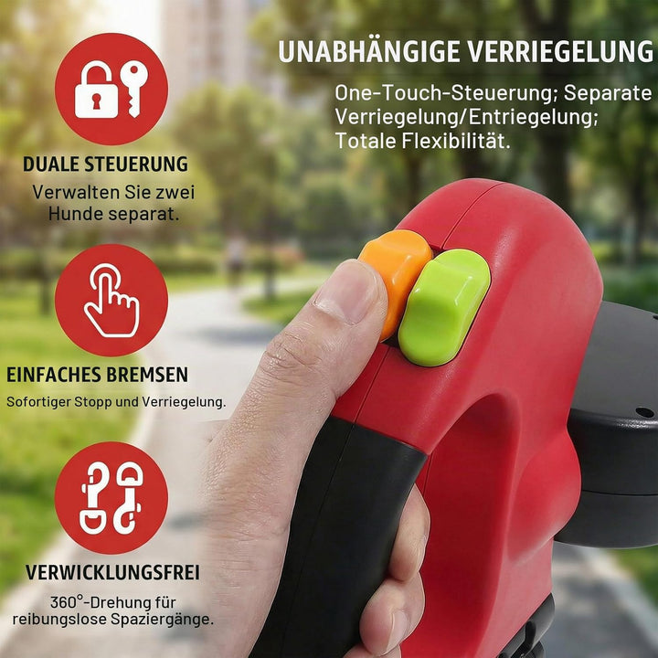 Doppelte Einziehbare Hundeleine 3m Flexible Rollleine mit LED Licht,Automatische Lange Hundeleine fü