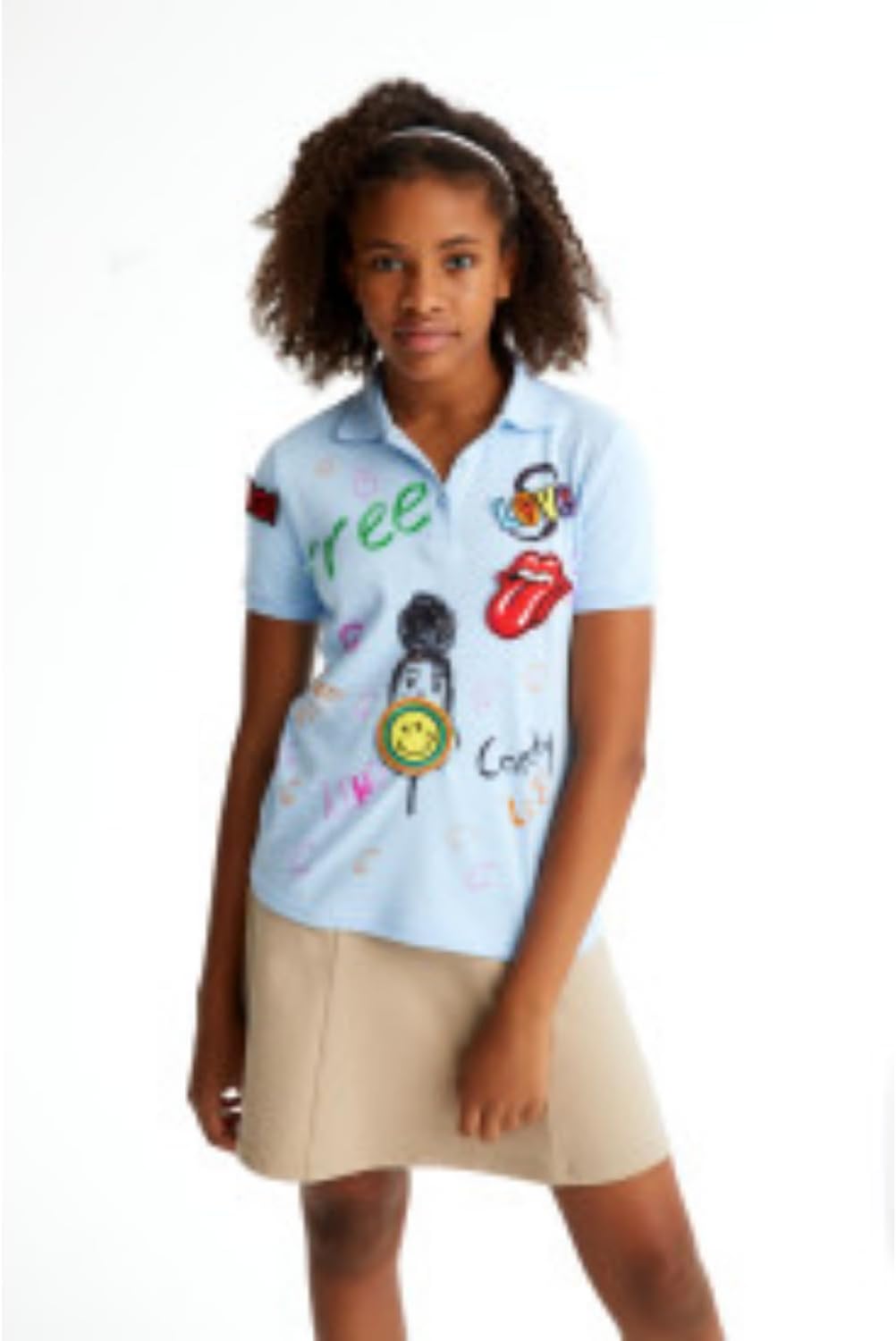 French Toast Little Girls Contrast Waistband Scooter Skirt - Khaki, 4-5