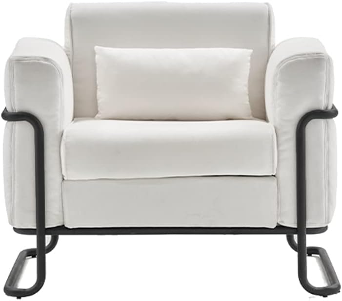 Mingone Sofa Sessel Creme Couch Modern Design TV Sessel Wohnzimmer Einzelsofa Loungesessel Leinen Re