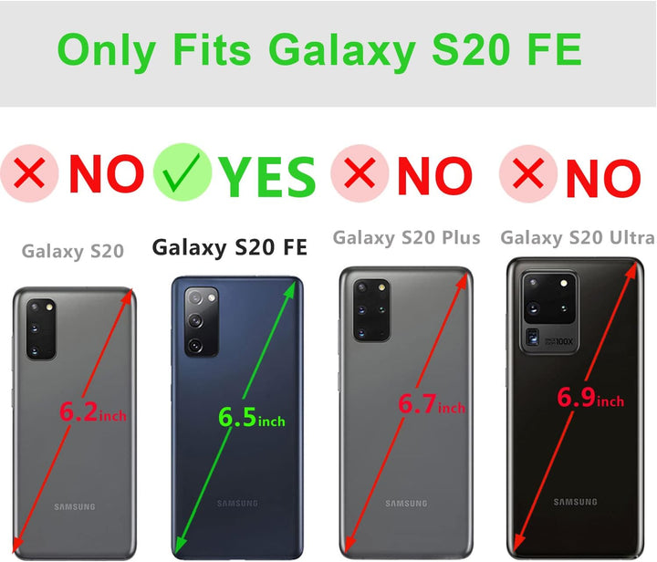 LENSUN Lederhülle für Samsung Galaxy S20 FE, Echtleder Hülle [Bookstyle][RFID Blocker][Echtes Leder]