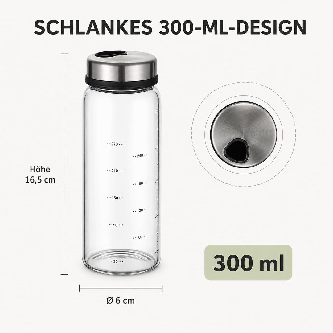 DOITOOL Gewürzgläser - 1 Stück 300 ml Runden Gewürzdosen - Gewürzstreuer Glas Gewürzbehälter , Drehb