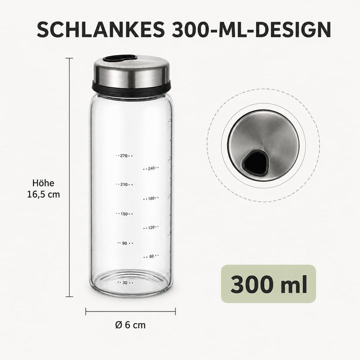 DOITOOL Gewürzgläser - 1 Stück 300 ml Runden Gewürzdosen - Gewürzstreuer Glas Gewürzbehälter , Drehb