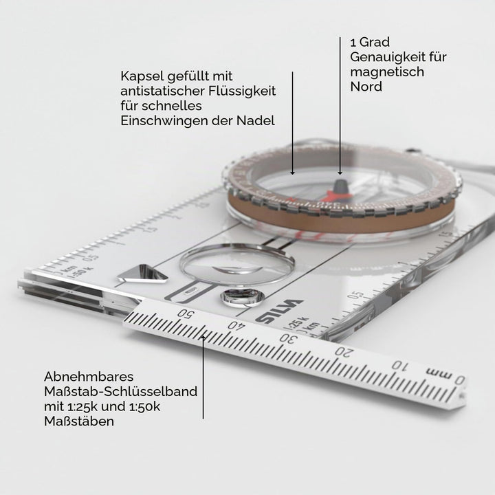 Silva Unisex-Adult Compass 3NL-360 Kompasse, durchsichtig, Einheitsgrösse