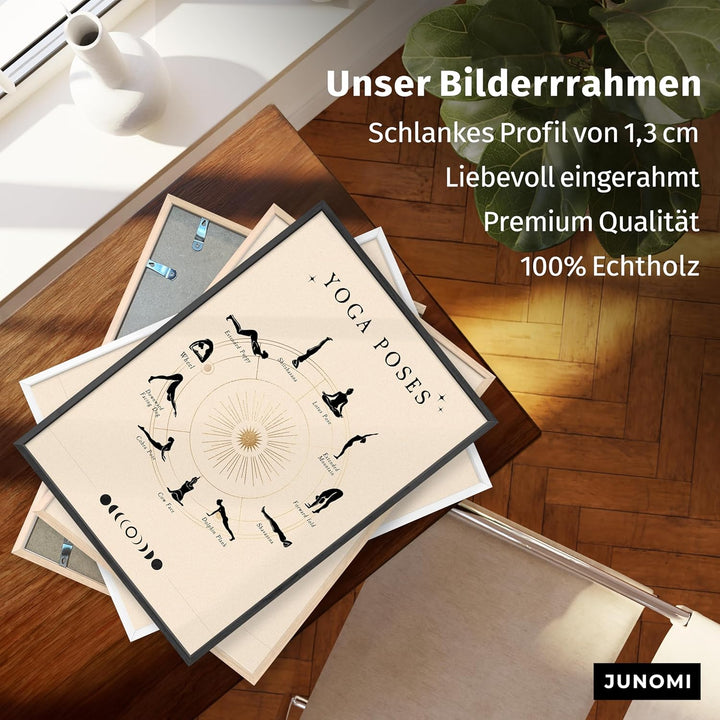 JUNOMI® Yoga Poster DIN A2 | Yoga Zubehör für Studios und Übungen Zuhause, Boho Deko, Yoga Deko, Yog