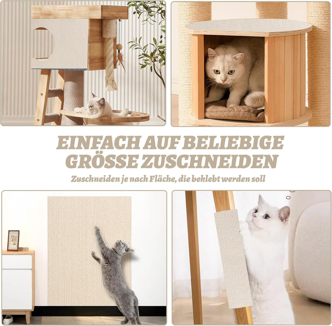 Kratzmatte für Katzen, 40x200 cm, Wiederverwendbar, Selbstklebende Kratzmatte aus Polyester, Kratzsc