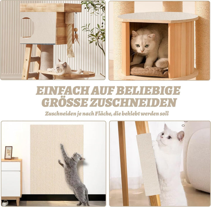 Kratzmatte für Katzen, 40x200 cm, Wiederverwendbar, Selbstklebende Kratzmatte aus Polyester, Kratzsc