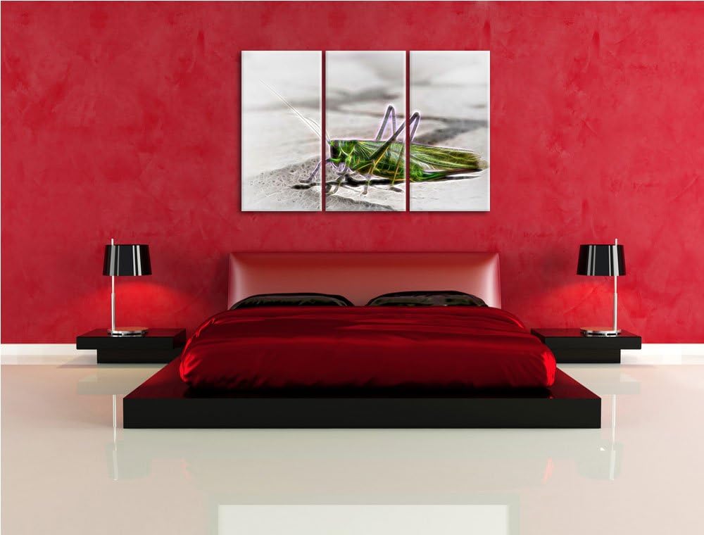 elegante Heuschrecke NewArt 3-Teiler Leinwandbild 120x80 Bild auf Leinwand, XXL riesige Bilder ferti