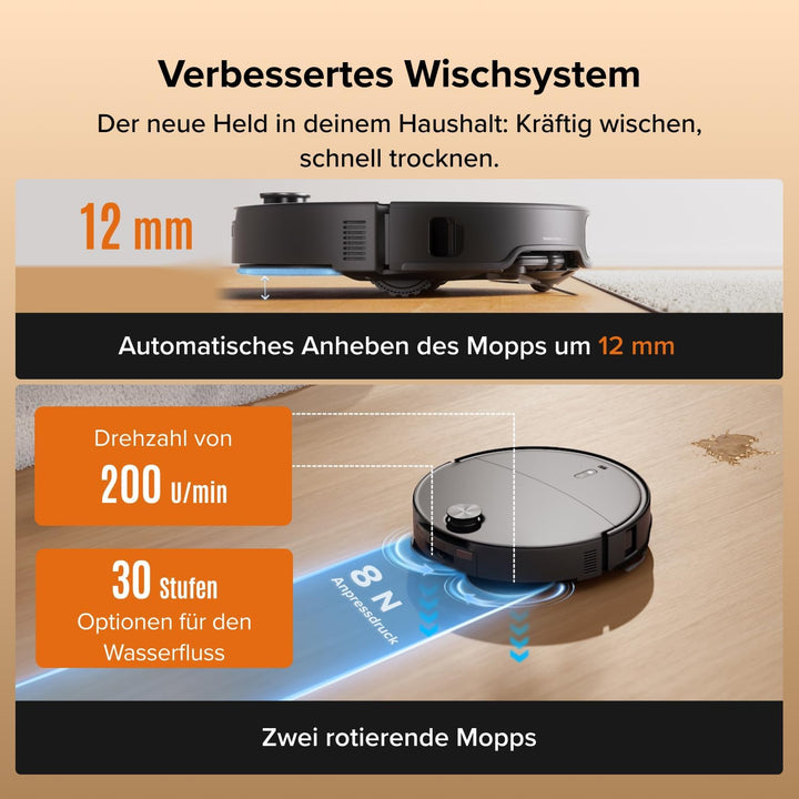 roborock Qrevo Edge 2 Set Saugroboter mit Wischfunktion, 25.000 Pa Saugkraft, Schwarz, Setschwarz