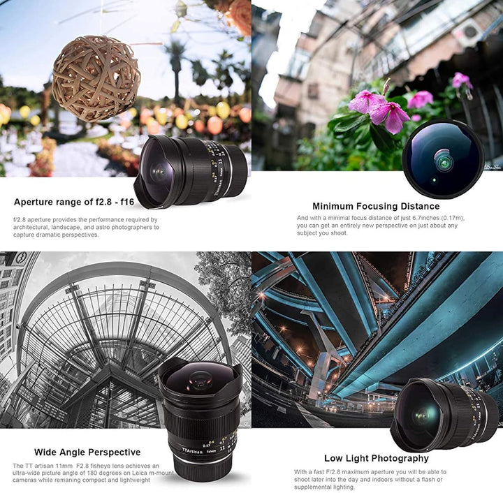 TTArtisan 11mm F2.8 Kameralinse Fisheye kompatibel mit E Mount Kameras wie A7 A7II A7R A7RII A7S A7S