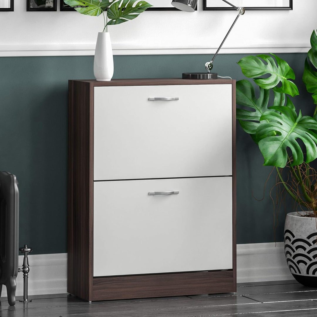 Vida Designs Schuhschrank mit 2 Klappfächern, Aufbewahrung für Schuhe, Organizer, Holzmöbel-Einheit,