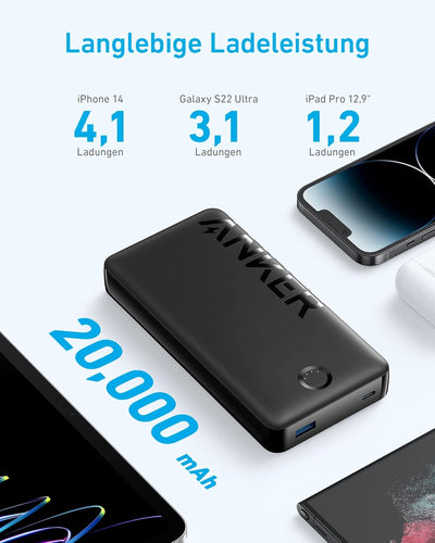 Anker Powerbank, 325 Powerbank (PowerCore 20K II), 20.000mAh Akku mit USB-C Port (Input & Output), 1