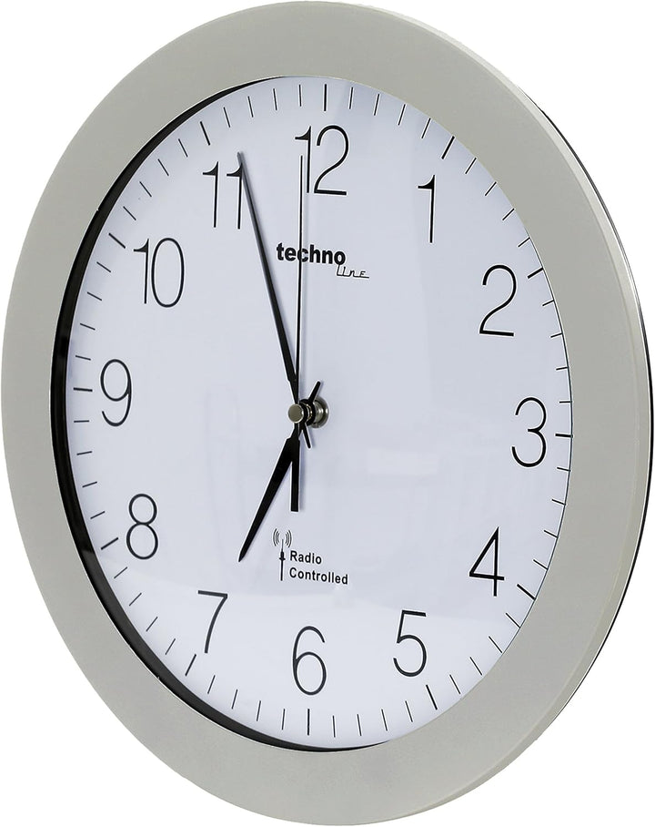 Technoline, WT 8000 Funk-Wanduhr, Ø 30cm, Silber Silber Single, Silber Single