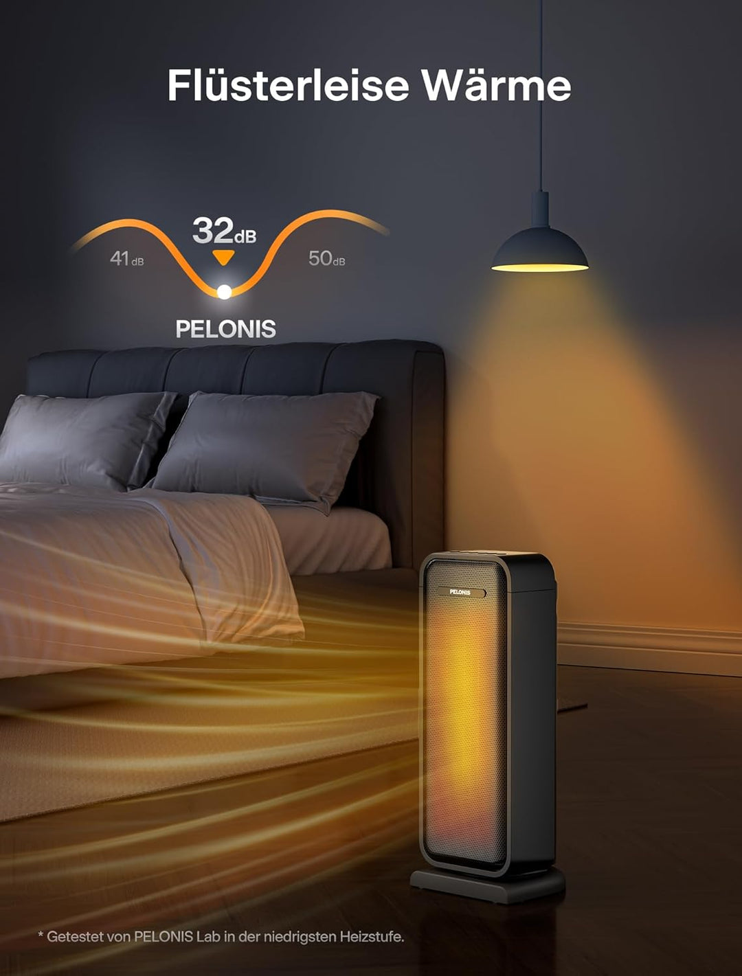 PELONIS Elektrische Heizung, 2000 W energieeffiziente, raumsparende Raumheizung, tragbare Keramik He