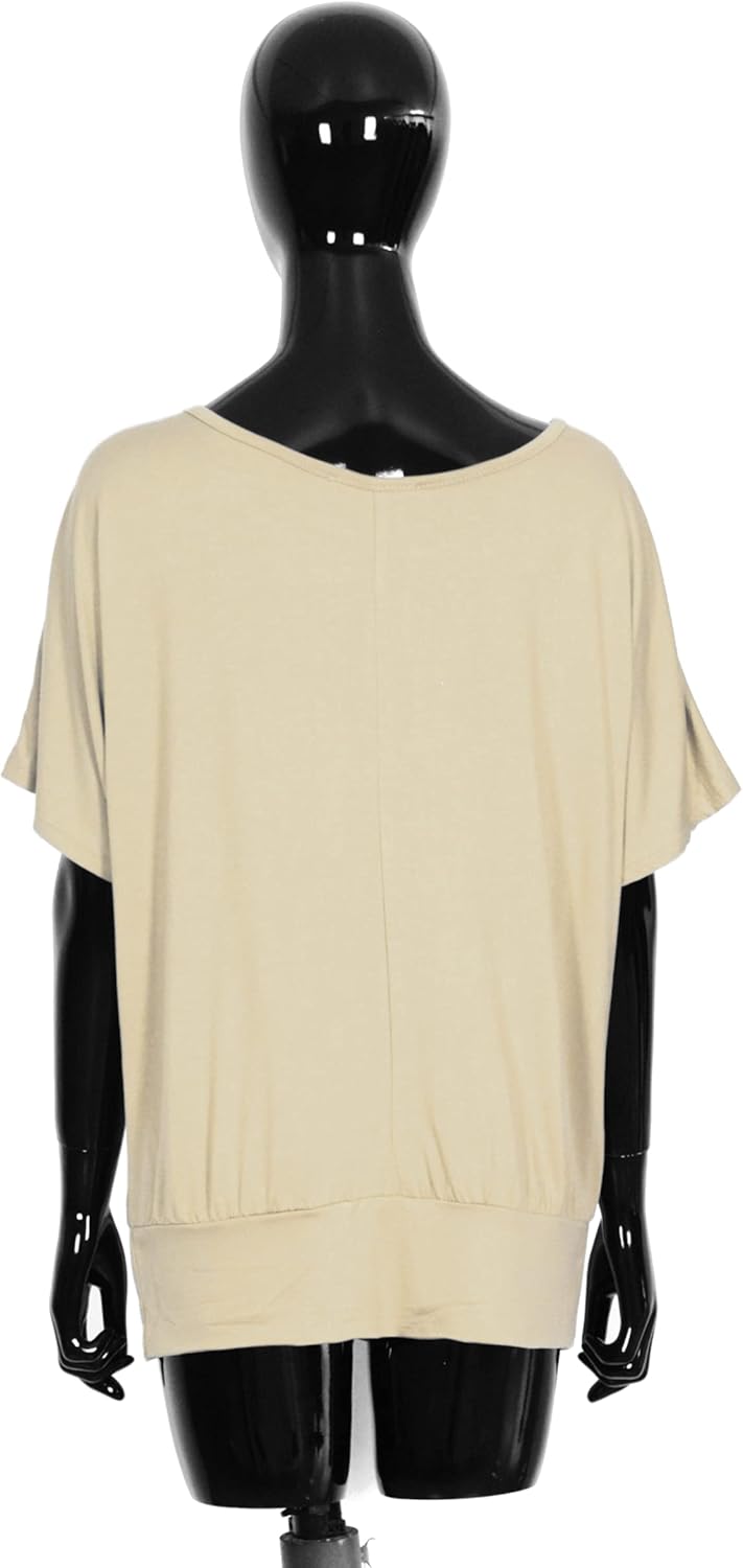 Van Der Rich ® - Oversize T-Shirt mit Fledermausärme - Damen #Feder-beige XL, #Feder-beige XL