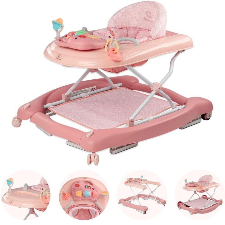BRONEA® 5-in-1 Babywalker Gehfrei | Lauflernhilfe mit Schaukelfunktion, Musik &amp; Licht | Laufhilfe fü