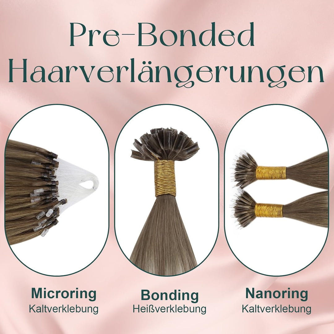 Easyouth Extension Echthaar Bondings Balayage Blond Echthaar Bondings Extensions Mittelbraun Ombre P