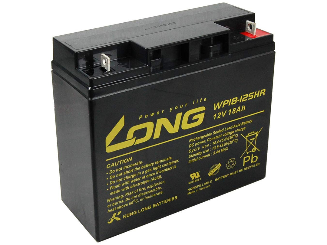 LONG Blei-Säure Akku 12V 18Ah F3 HighRate (WP18-12SHR) PBLO-12V018-F3AH Schwarz