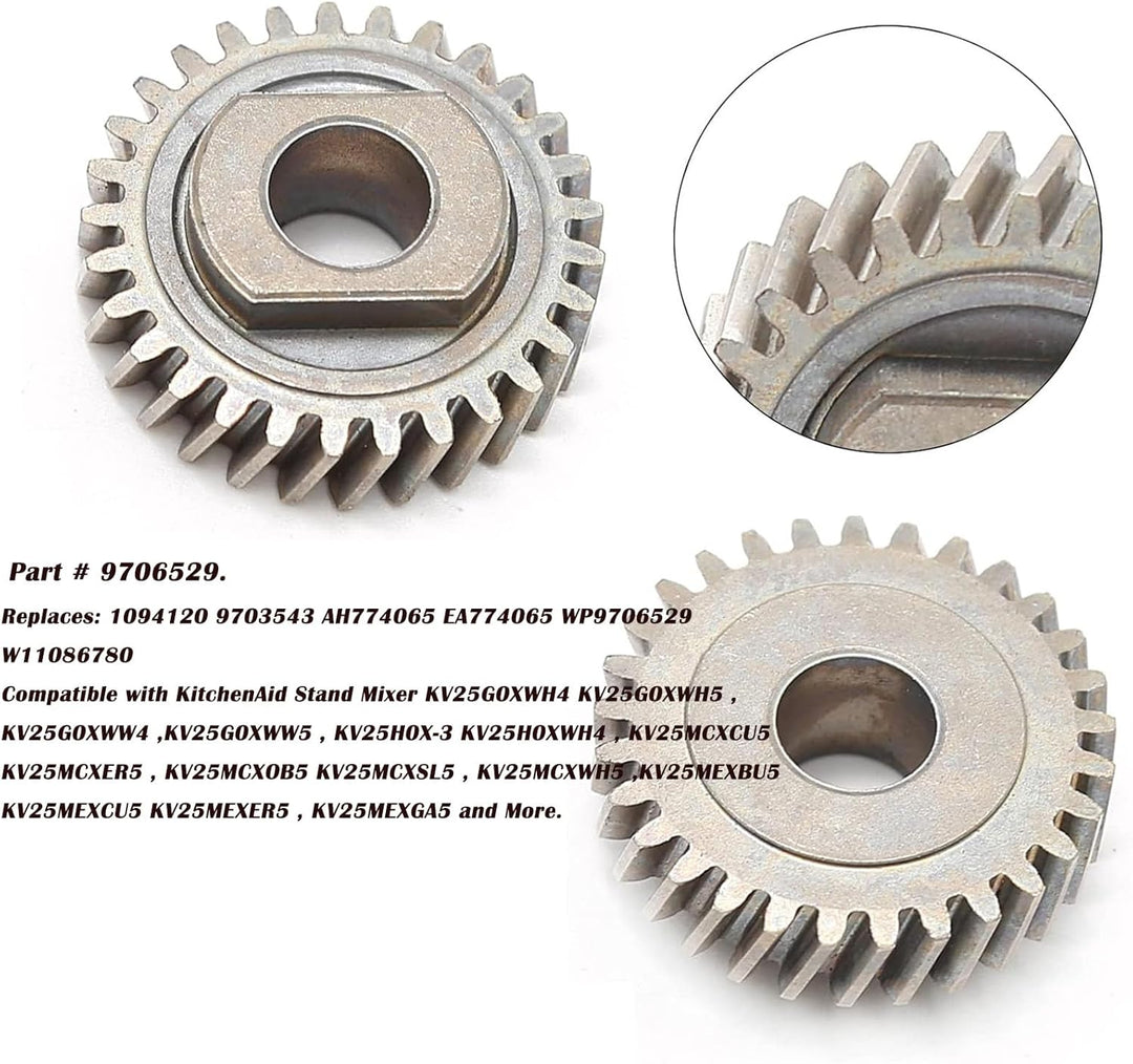 9709231 WP9709231 Schneckengetriebe & 9706529 W11086780 Getriebe-Set, kompatibel mit Whirlpool Stand
