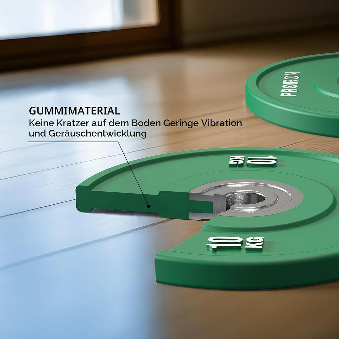 PROIRON Hantelscheiben, Olympic Bumper Plates 50mm, 5-25kg, Hartgummi, Hanteln Gewichtsscheiben nach