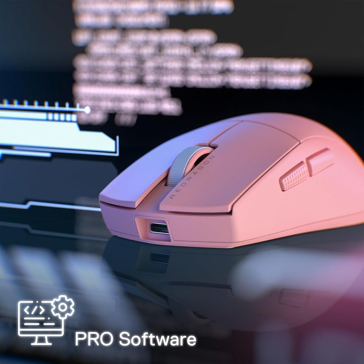 Redragon M916 PRO 3-Modus Wireless Gaming Maus, 49G Ultra-Leicht 26K DPI Maus mit Ergonomischem Natü