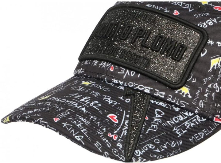Kappe Plata o Blei, Schwarz, Grau, Strass, Baseball-Kapsel, Grösse: Einheitsgrösse – Farbe: Schwarz