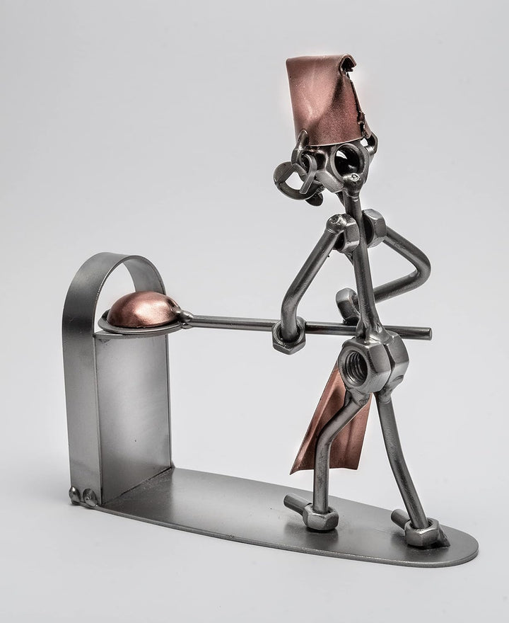 STEEMO Schraubenmännchen Bäcker Bäckerei, Deko-Geschenk, Stahl, Silbergrau, 17x6x18 cm